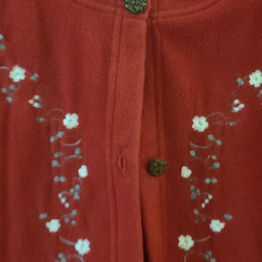 Large Basic Editions Red Fleece Cardigan/Lightweight Jacket - Picture 5 of 7